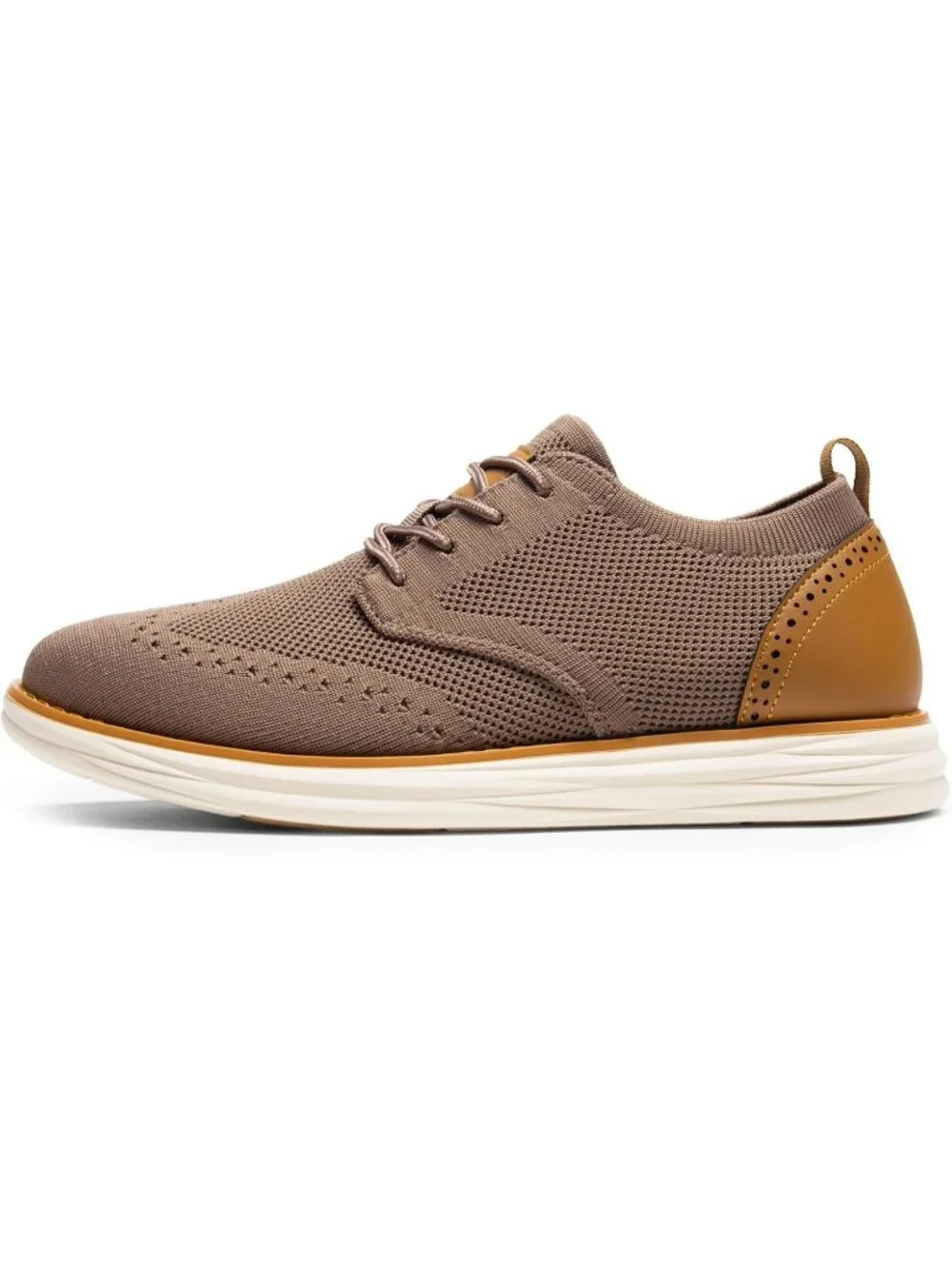 Men's Light Brown Knit Mesh Dress Sneakers Lace Up Casual Oxford Walking Shoes